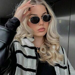 Gold Oval Unisex Sunglasses – Dark Tinted Lenses, Metal Frame NWT